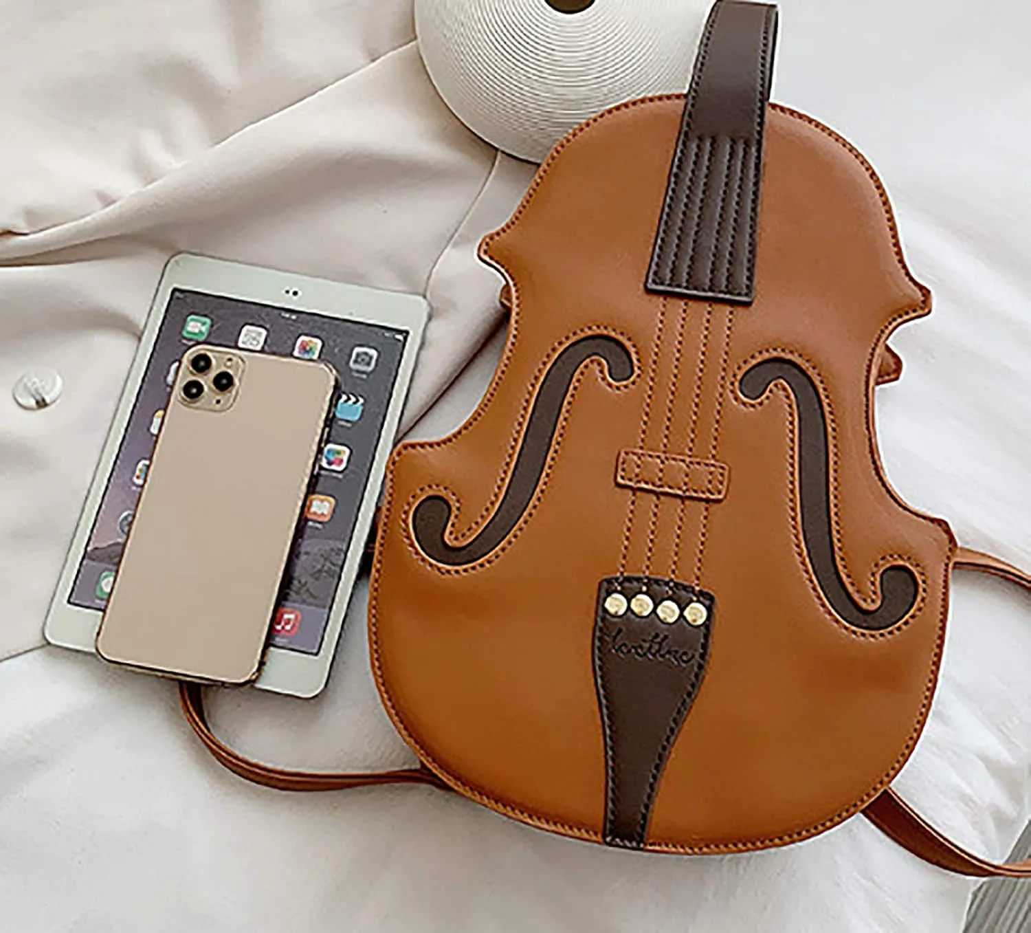 QZUnique Guitar/Violin/Piano Shoulder Bag Creative PU Leather Handbag Zipper Closure Crossbody Tote for Girls and Women