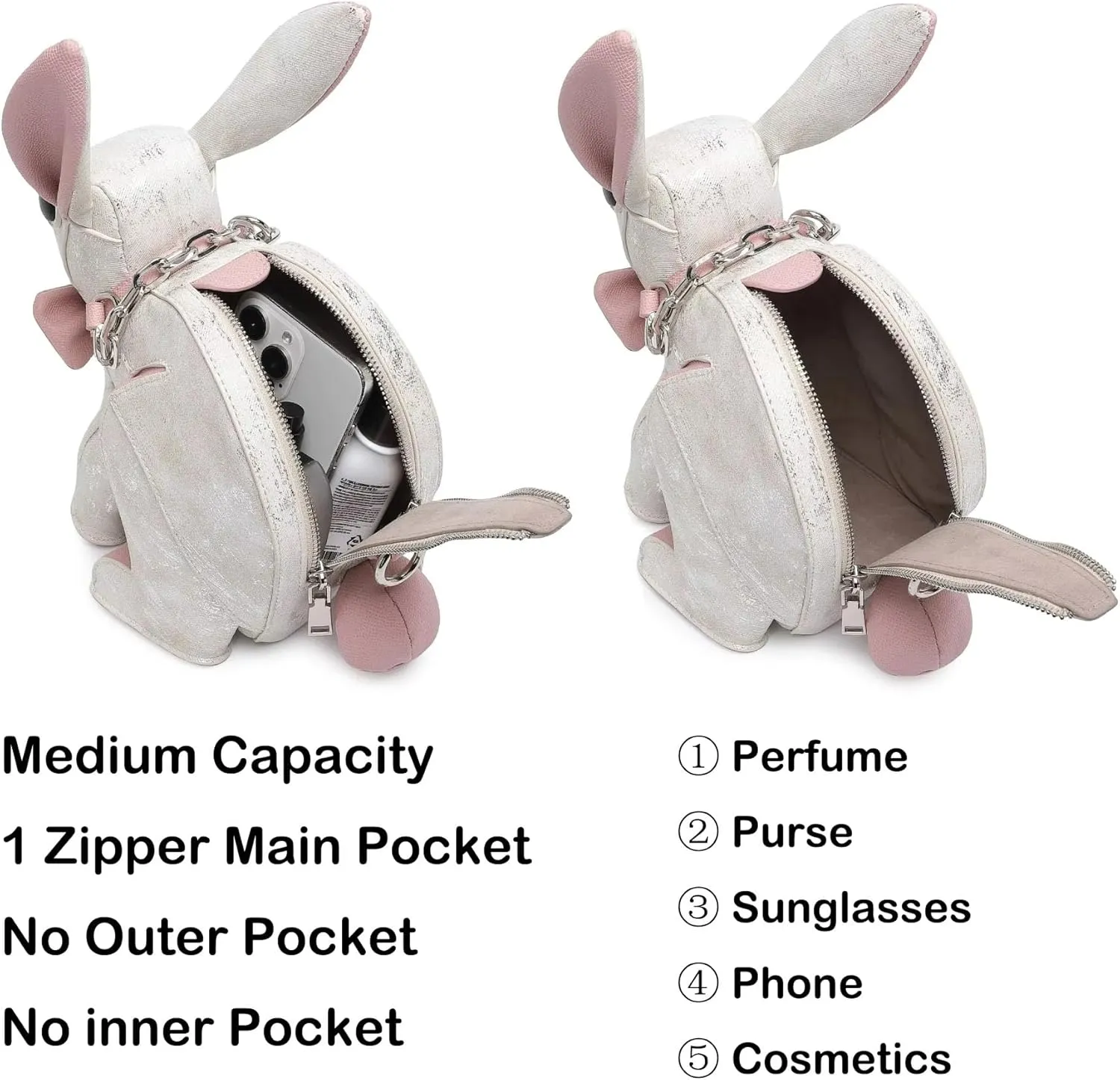 Rabbit Shaped Crossbody Shoulder Bag Women PU Leather PU Cute Bunny Purse Lovely Unique Novelty Luxury Niche Handbag