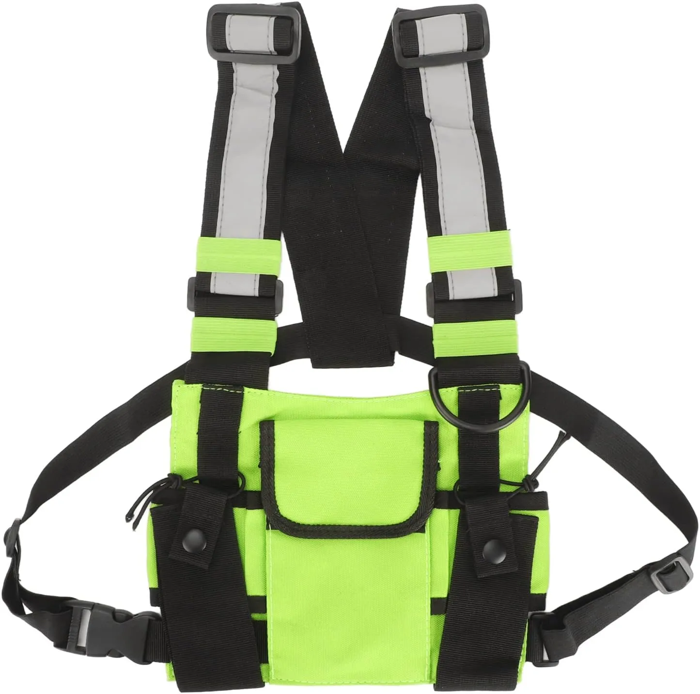 Radio Shoulder Holster Chest Harness Holder Vest Rig Chest Front Pack Pouch Walkie Talkie Case with Front Pouches for Two Way Radio Fruit Green