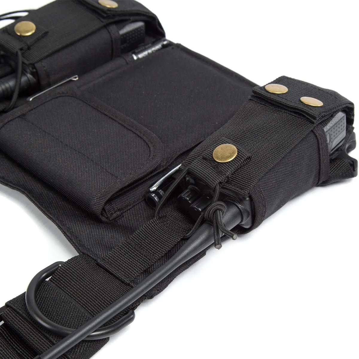 Radio Shoulder Holster Chest Harness Holder Vest Rig for Two Way Radio Chest Front Pack Pouch Walkie Talkie Case with Front Pouches for Kenwood Arcshell Retevis Baofeng UV-5R F8HP UV-82