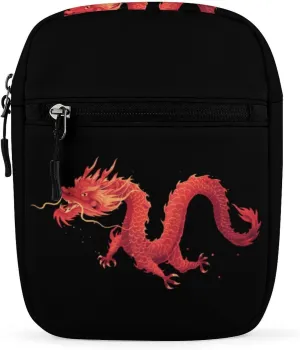Red Chinese Dragon Small Crossbody Bag Casual Belt Bag Sling Purse for Travel Hiking