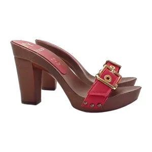 Red clogs in Leather Heel 10 - MY836 ROSSO
