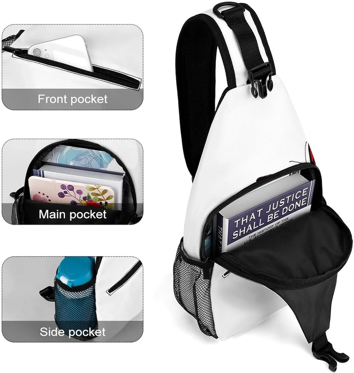 Red Lips Butterflies Sling Bag for Women Men Cute Sexy Kiss Crossbody Shoulder Bag with Anti Theft,Multipurpose Chest Bag for Travel,Hiking,Cycling,Camping
