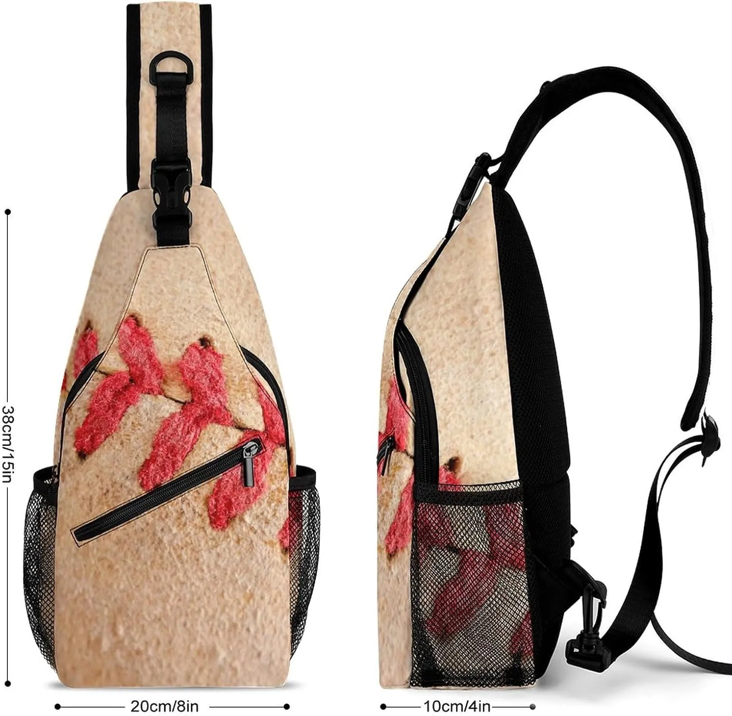 Red Stitching Baseball Sling Bag for Women Men Retro Crossbody Sling Backpack with Anti Theft,Multipurpose Chest Bag for Travel,Hiking,Cycling,Camping