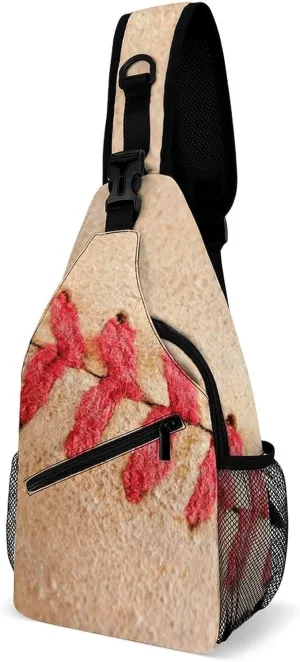Red Stitching Baseball Sling Bag for Women Men Retro Crossbody Sling Backpack with Anti Theft,Multipurpose Chest Bag for Travel,Hiking,Cycling,Camping