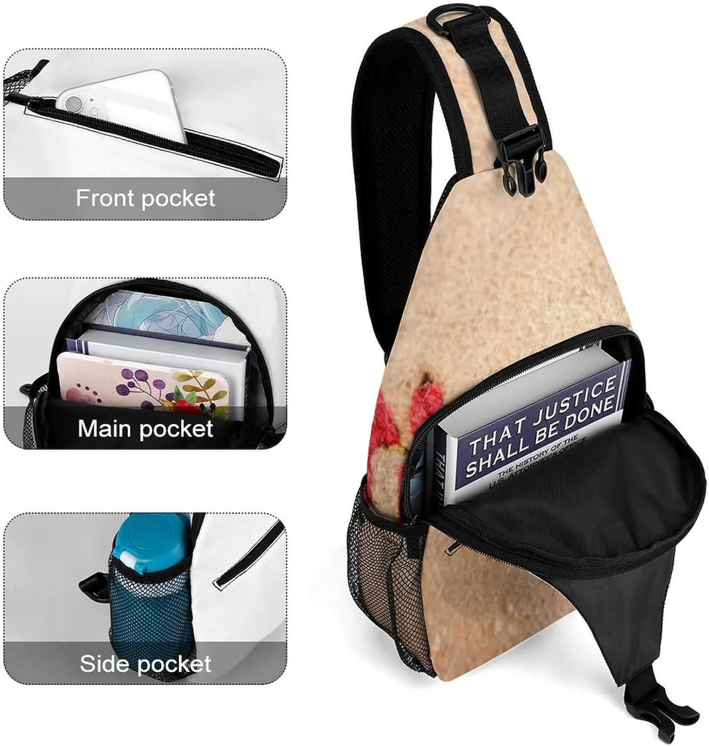 Red Stitching Baseball Sling Bag for Women Men Retro Crossbody Sling Backpack with Anti Theft,Multipurpose Chest Bag for Travel,Hiking,Cycling,Camping