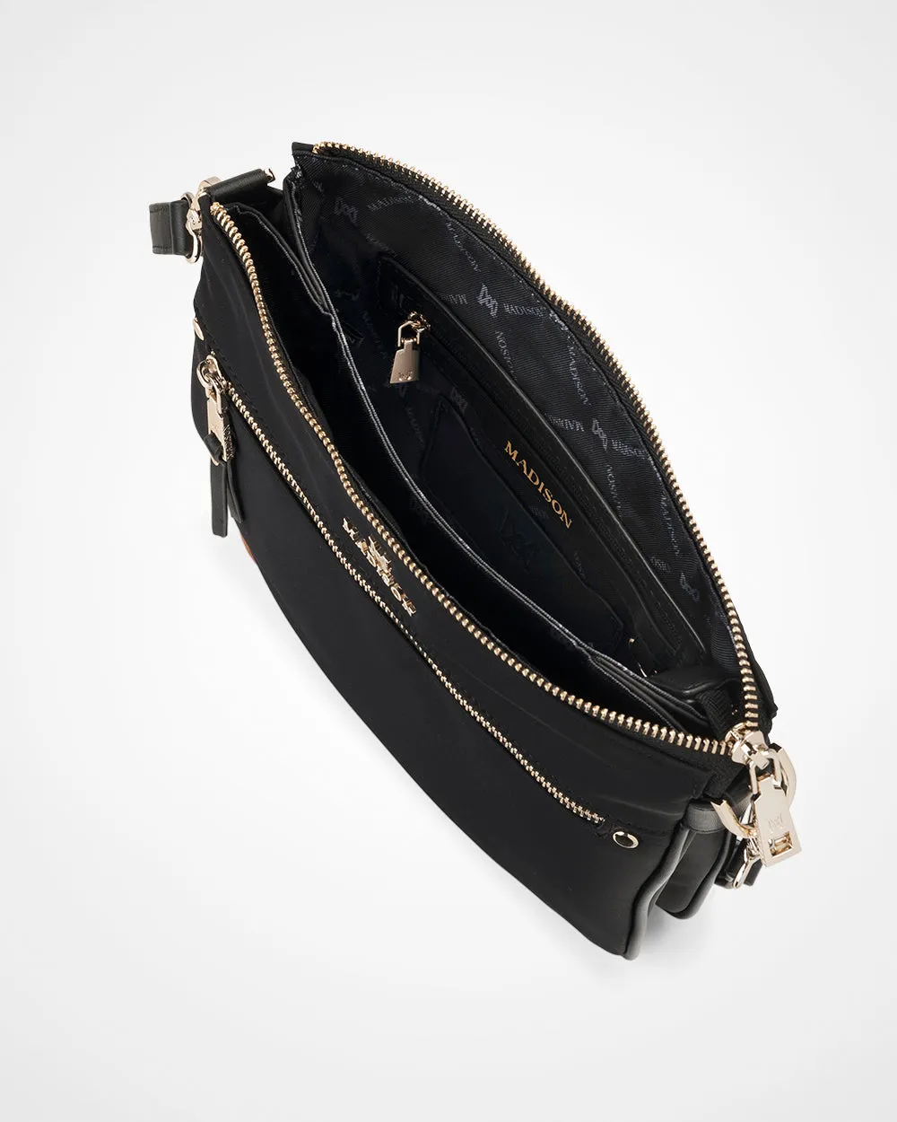 Renee Nylon Zip Top 2 Compartment Crossbody Bag