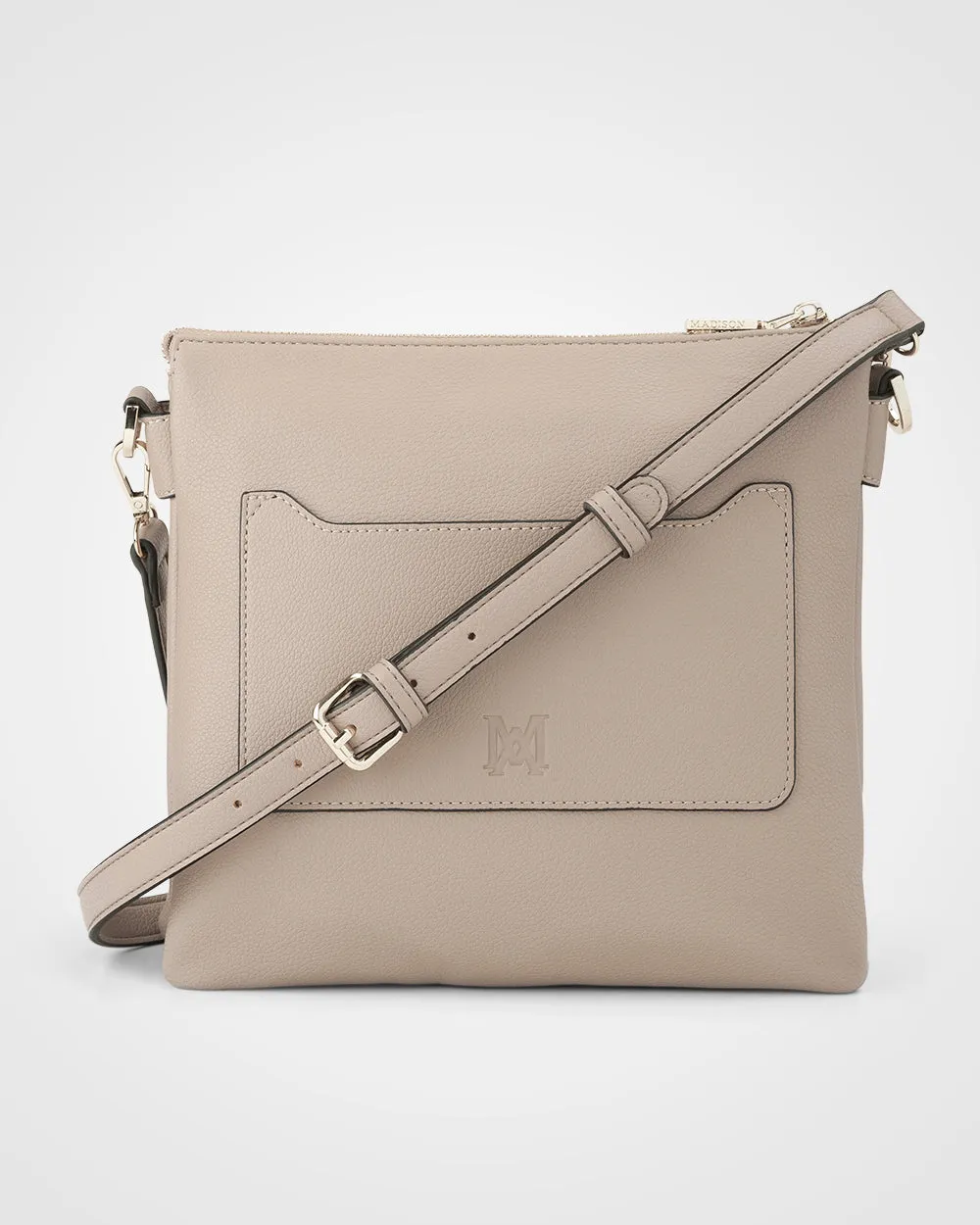 Renee Zip Top 2 Compartment Crossbody Bag   Monogram Bag Strap