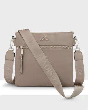 Renee Zip Top 2 Compartment Crossbody Bag   Monogram Bag Strap