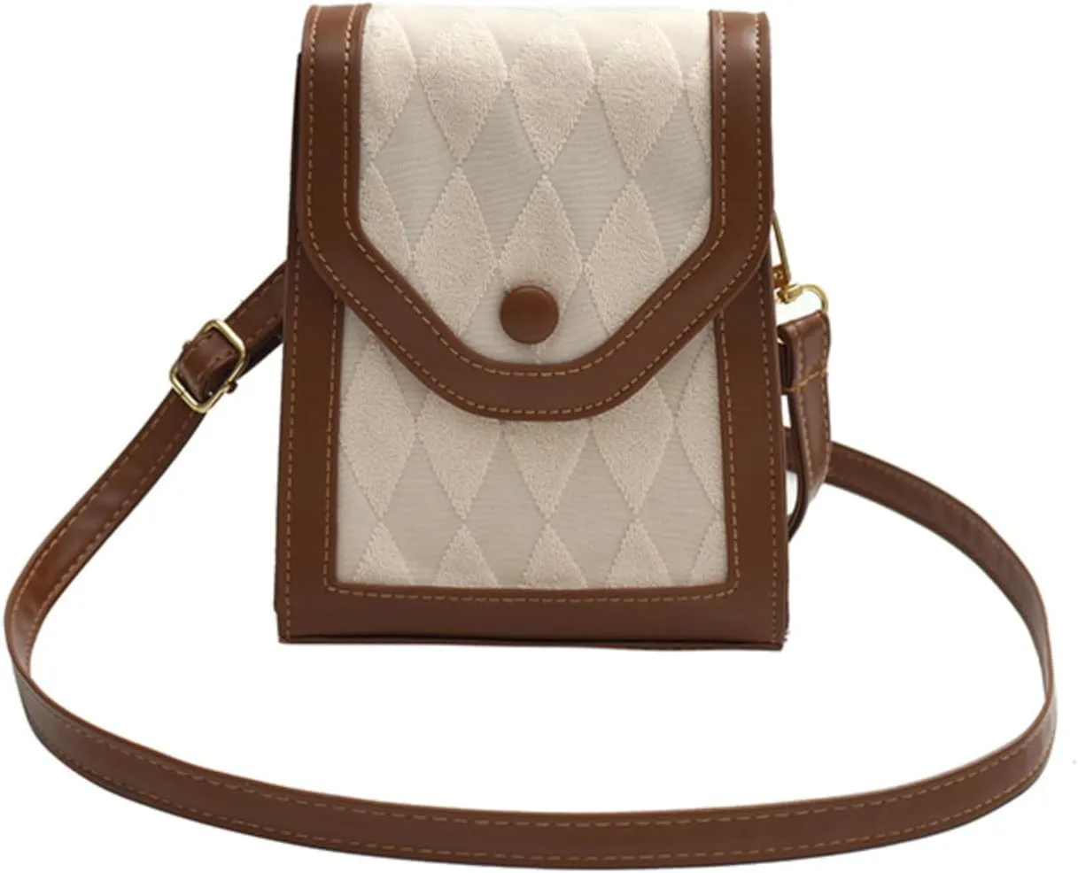 Retro Crossbody Bag, Vintage Shoulder Bag, Small Handbag, Pu Crossbody Bag for Women, Trendy Square Mini Purse (beige)