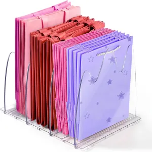 Reusable Shopping Organizer, Adjustable Gift and Lunch Bag Organizer, Acrylic Shelf Divider Storage Holds 40  Paper Gift, Tote, Cloth or Purse