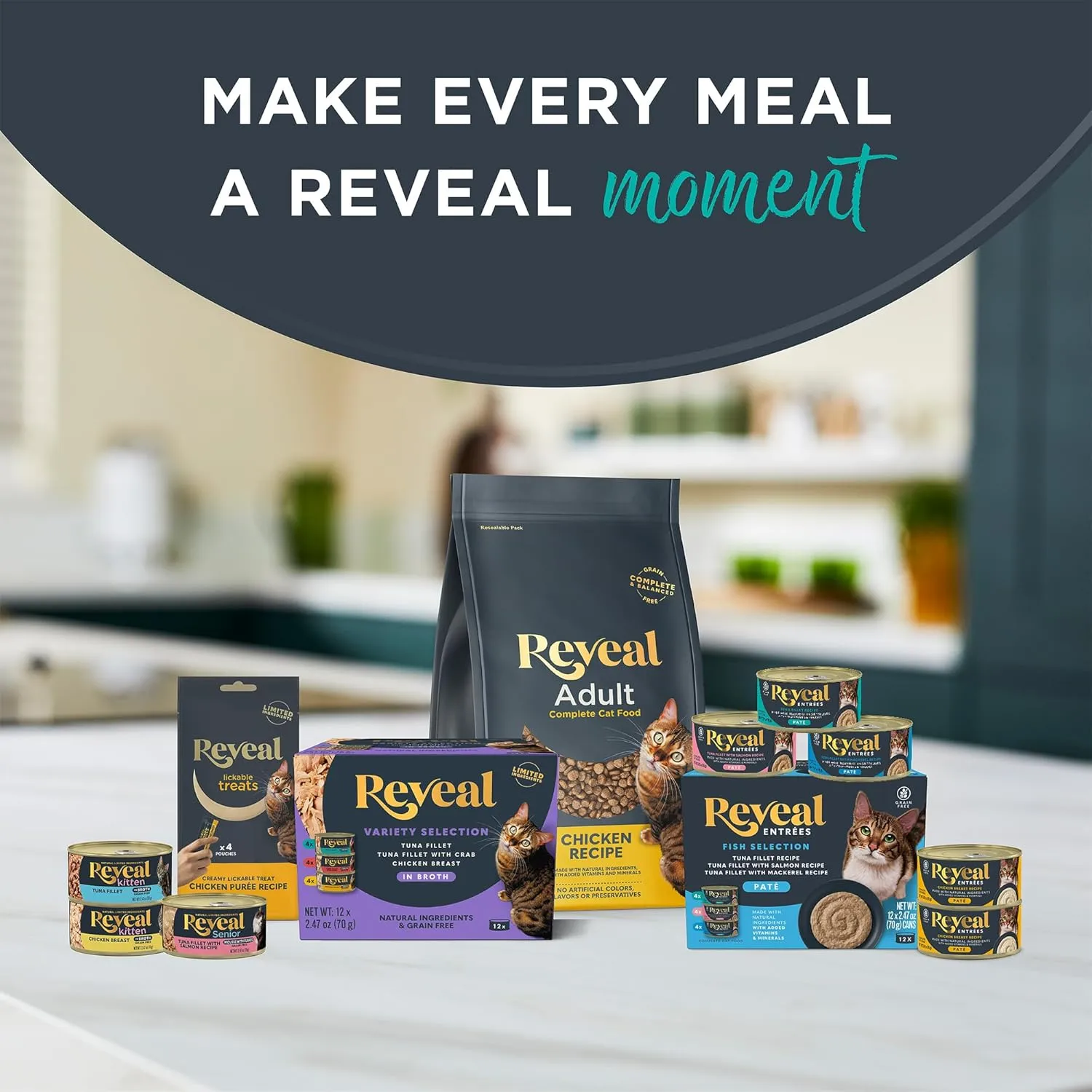 Reveal Natural Wet Cat Food, 24 Count, Grain Free, Limited Ingredient Canned Food for Cats, Tuna Fillet in Broth, 2.47 oz Cans