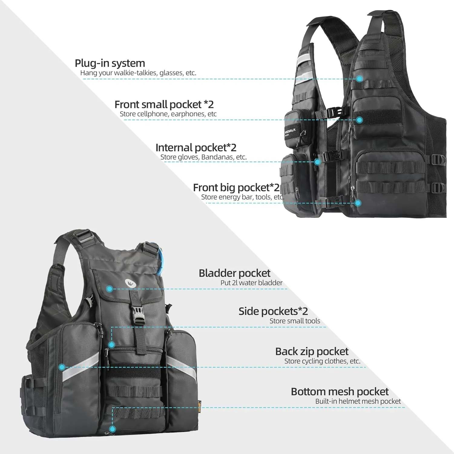 Rhinowalk Fishing Photography Vest with Multi Pockets Outdoor Jackets for Hunting, Hiking, Climbing, Traveling