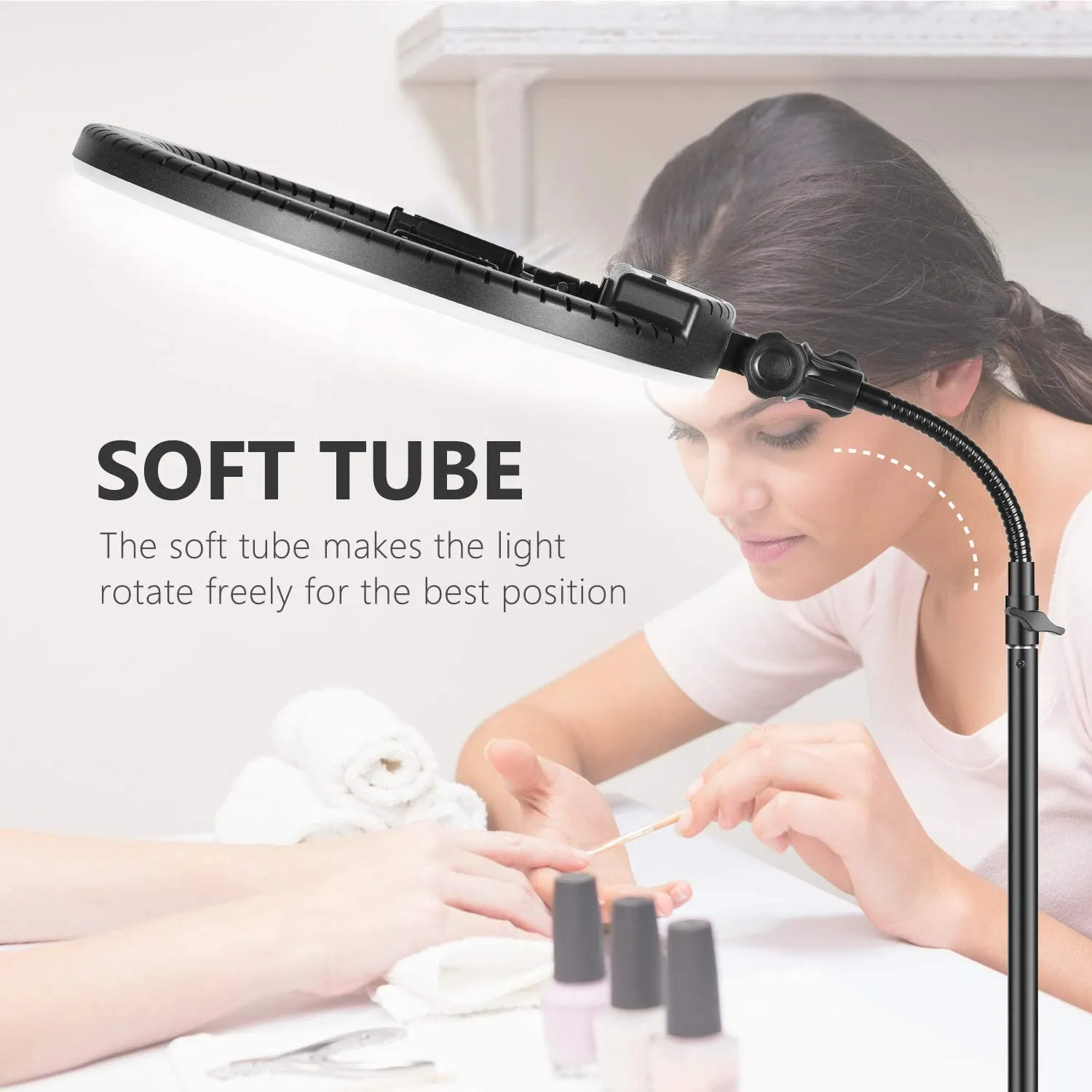 Ring Light 18 Inch 65W LED Ringlight Kit with Tripod Stand with Phone Holder Adjustable Color Temperature Circle MUA Lighting for iPhone Camera for for Vlog, Makeup, YouTube, Video Shooting, Selfie