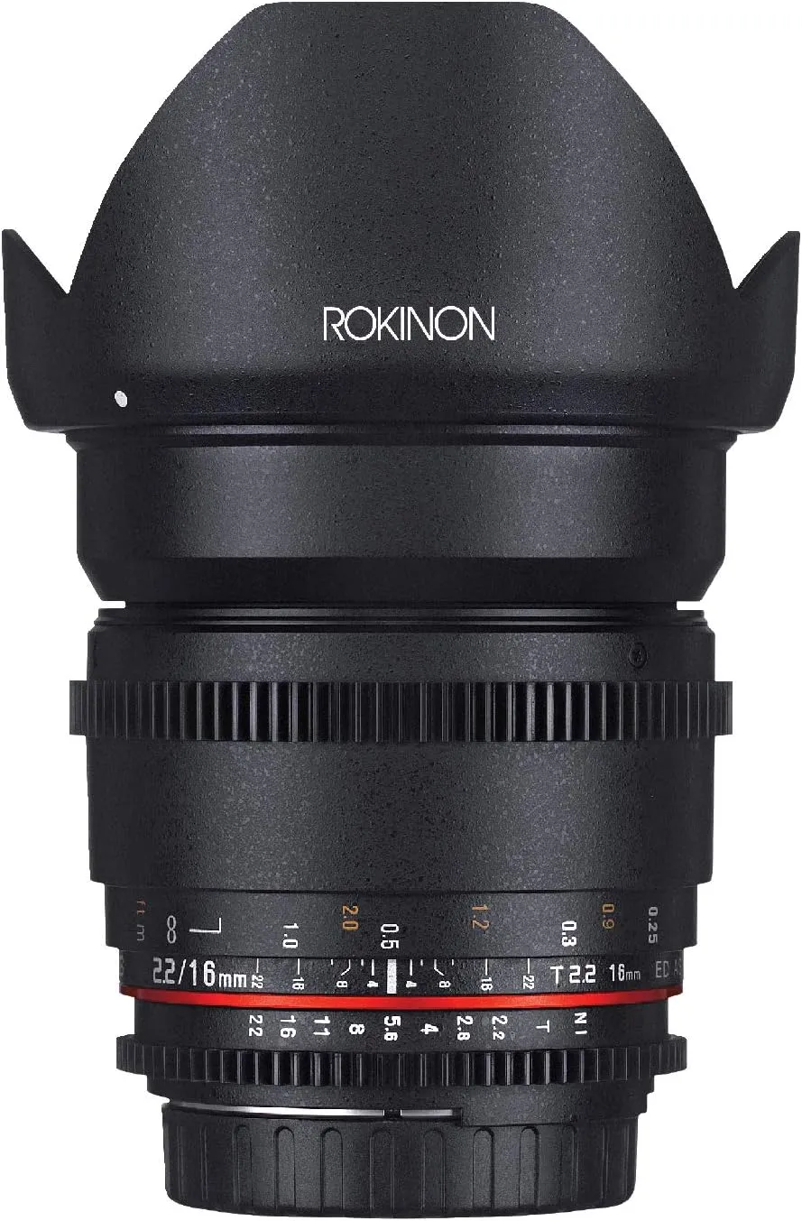 Rokinon CV16M-N 16mm T2.2 Cine Wide Angle Lens for Nikon F Mount Cameras