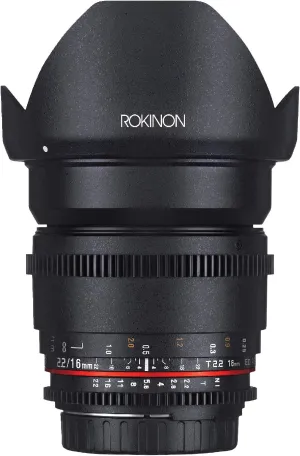 Rokinon CV16M-N 16mm T2.2 Cine Wide Angle Lens for Nikon F Mount Cameras