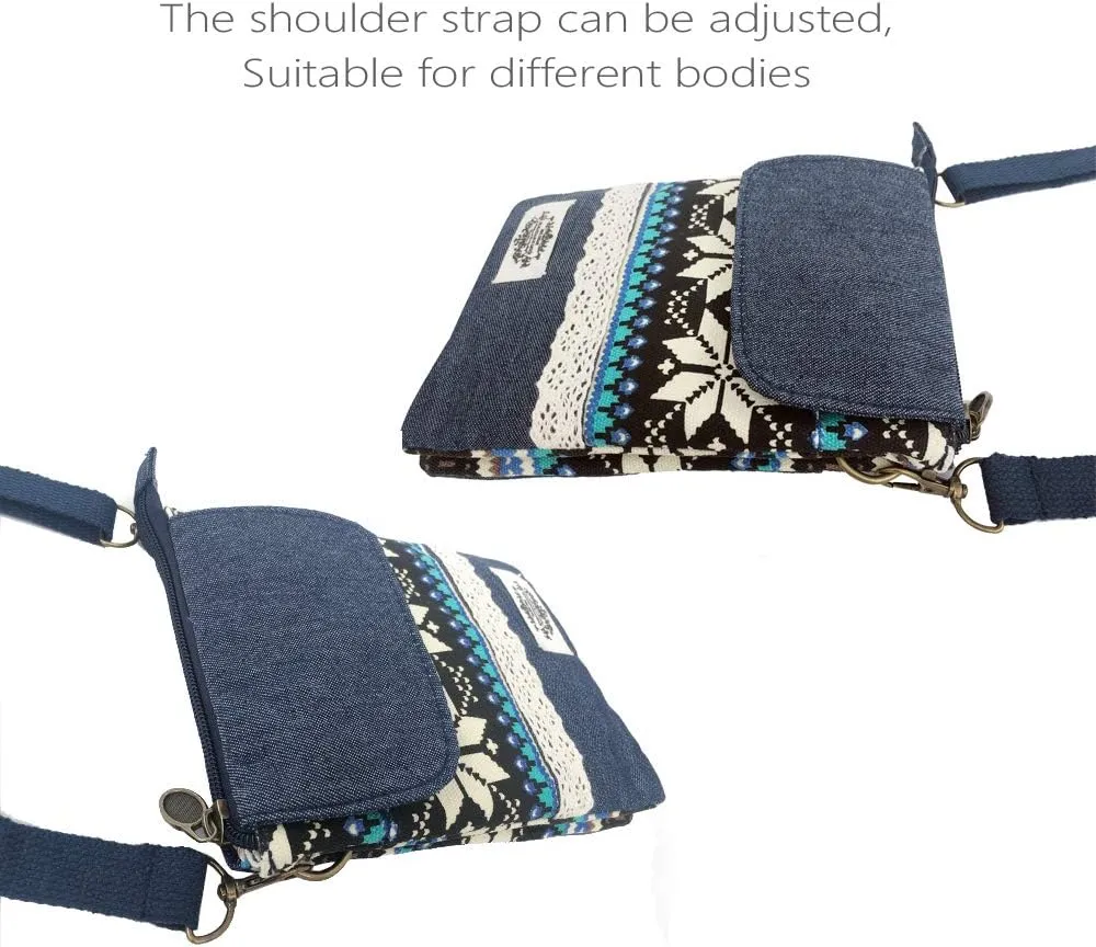 Roomy Cell Phone Purse Wallet Canvas Small Crossbody Purse Bags with Shoulder Strap For Women teen girlsl