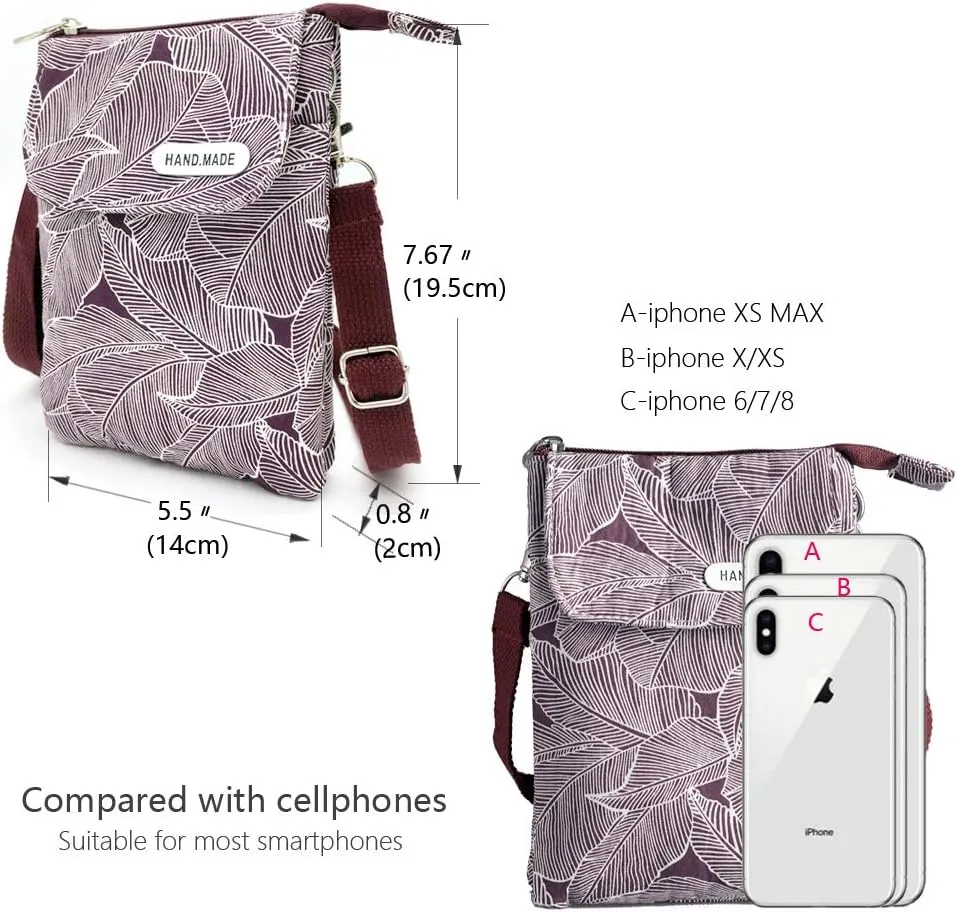 Roomy Cell Phone Purse Wallet Canvas Small Crossbody Purse Bags with Shoulder Strap For Women teen girlsl