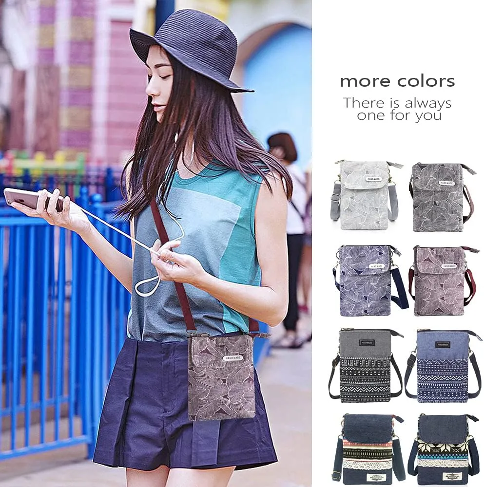 Roomy Cell Phone Purse Wallet Canvas Small Crossbody Purse Bags with Shoulder Strap For Women teen girlsl