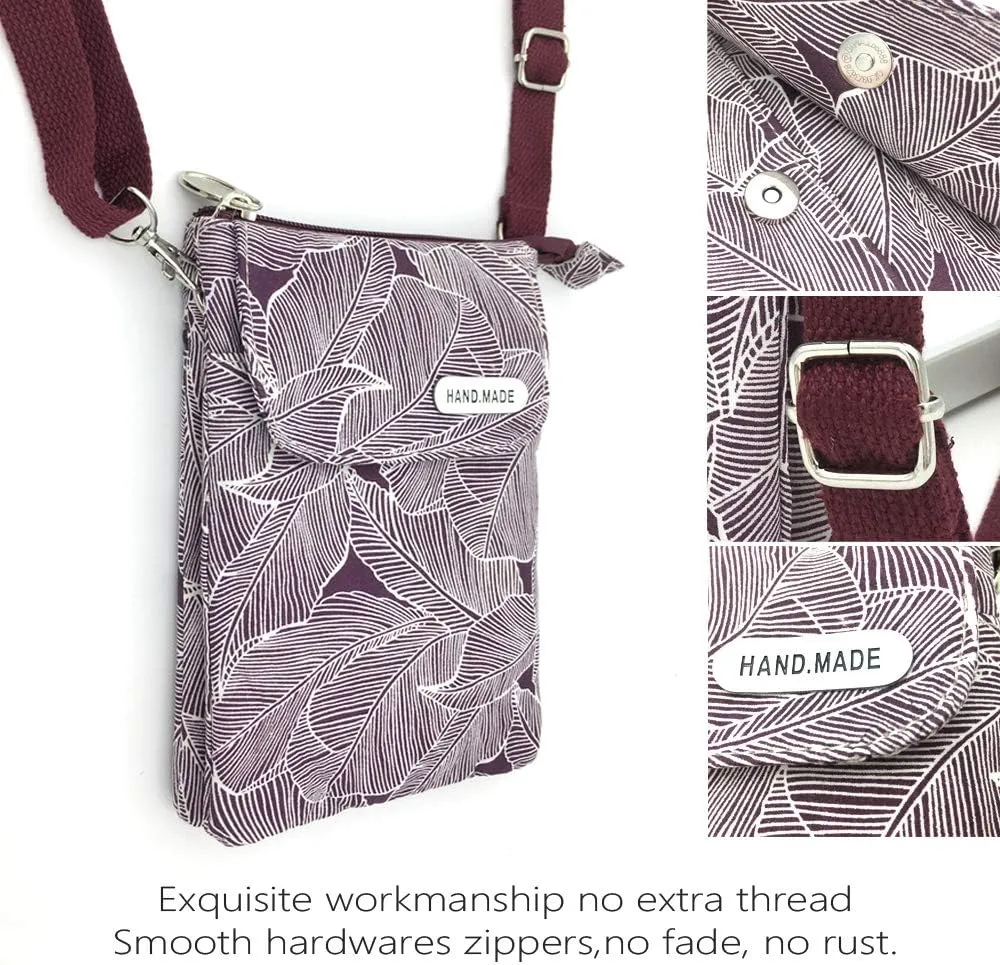 Roomy Cell Phone Purse Wallet Canvas Small Crossbody Purse Bags with Shoulder Strap For Women teen girlsl