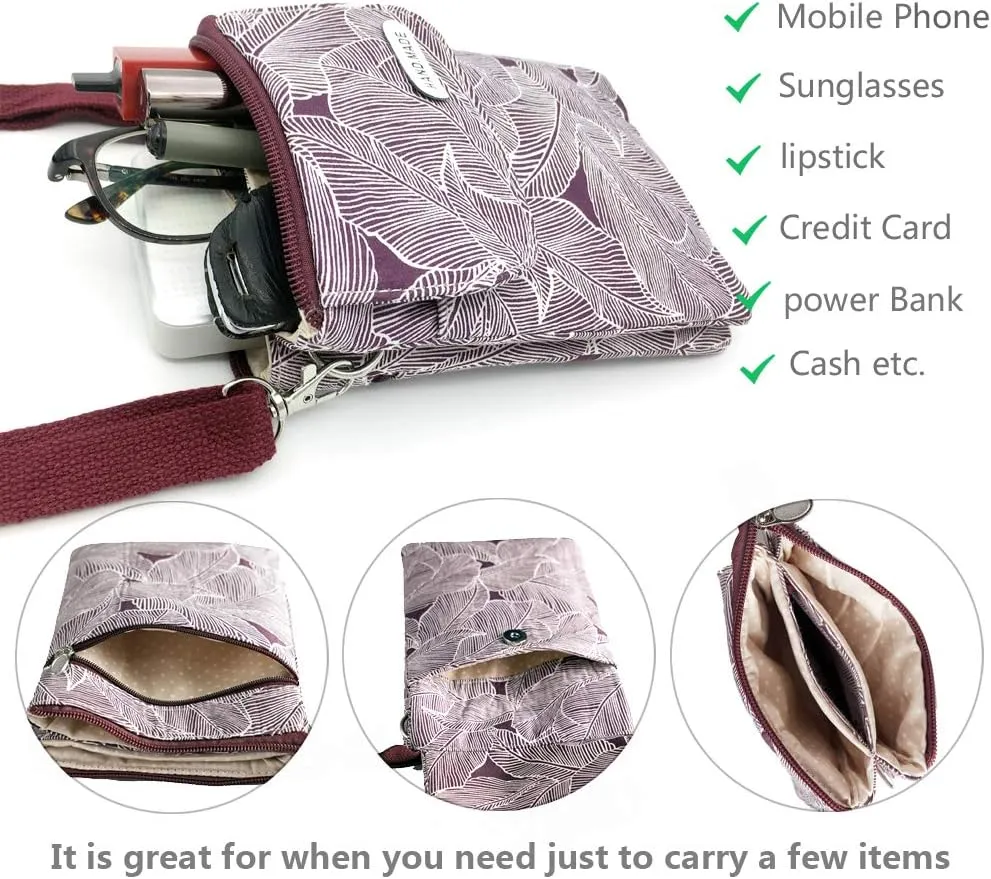 Roomy Cell Phone Purse Wallet Canvas Small Crossbody Purse Bags with Shoulder Strap For Women teen girlsl
