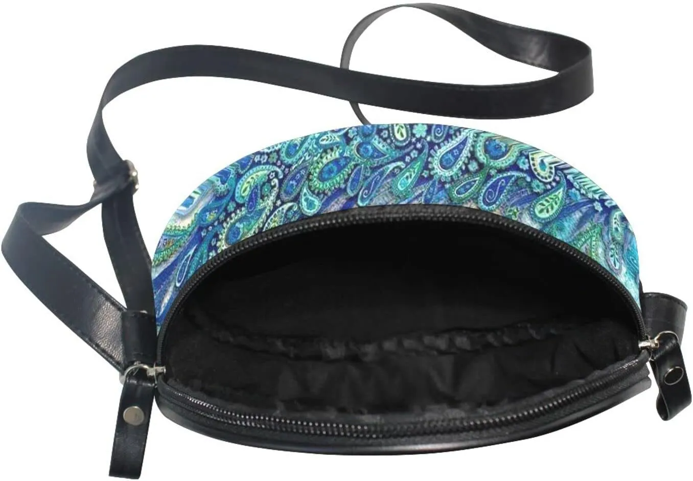 Round Crossbody Bag Small Circle Purse Zip Handbag for Women