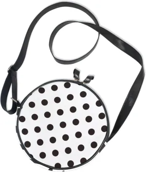 Round Crossbody Bag Small Circle Purse Zip Handbag for Women