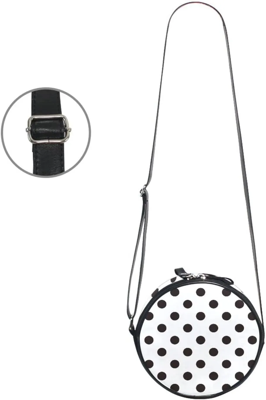 Round Crossbody Bag Small Circle Purse Zip Handbag for Women