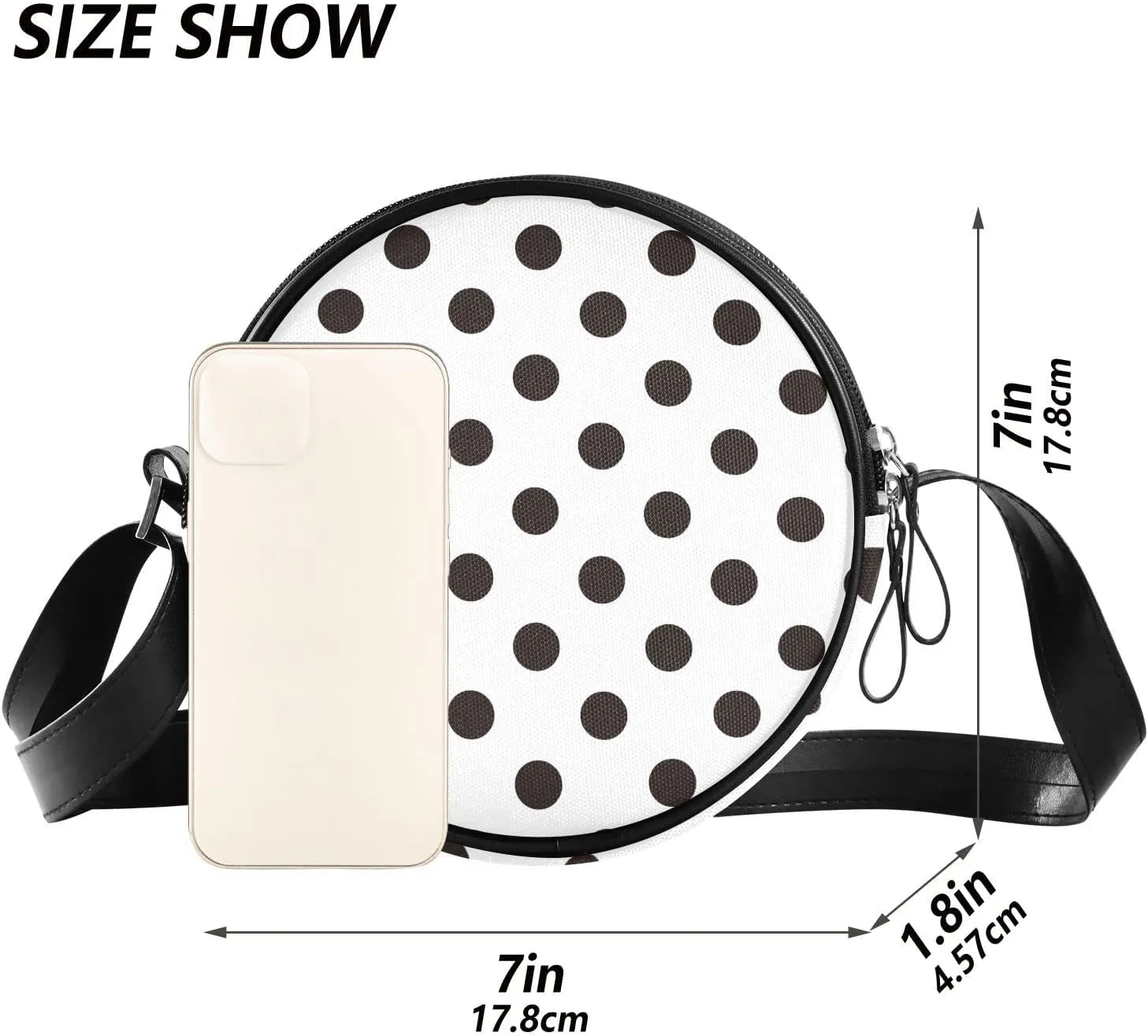 Round Crossbody Bag Small Circle Purse Zip Handbag for Women