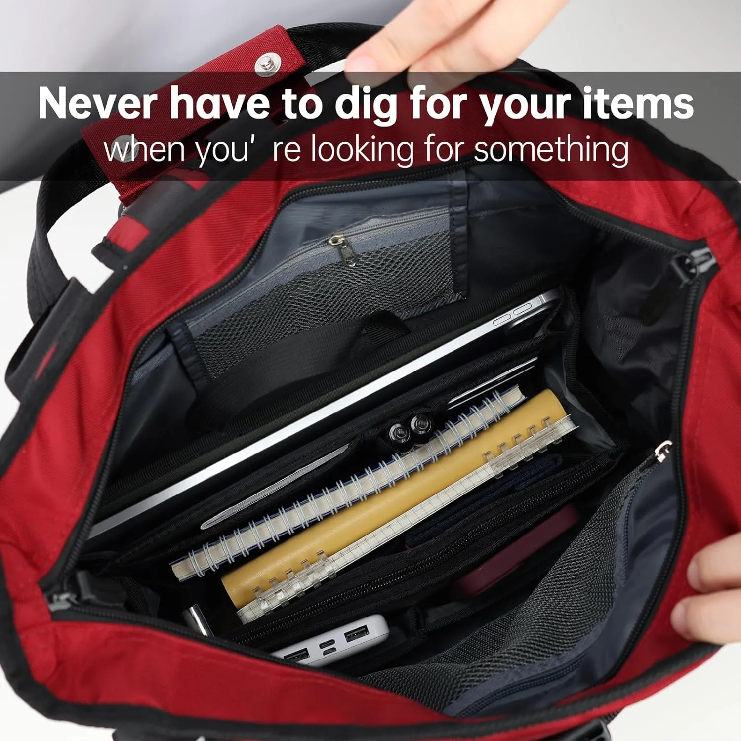 Rugged Organizer Insert for Briefcase Tote Shoulder Messenger Bag - 19 Pockets,Durable Padded Nylon,Handle (Small,Yellow)