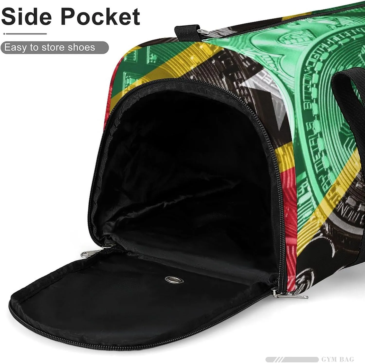 Saint Kitts Flag Bitcoin Travel Duffel Bag with Shoe Compartment for Yoga and Sports