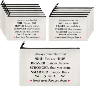 Saintrygo 14 Pieces Inspirational Gifts for Women Positive Makeup Bags Christmas Thanksgiving Always Remember You Are Braver Than You Think Encouragement Birthday Friendship Gift for Friend Mom Sister