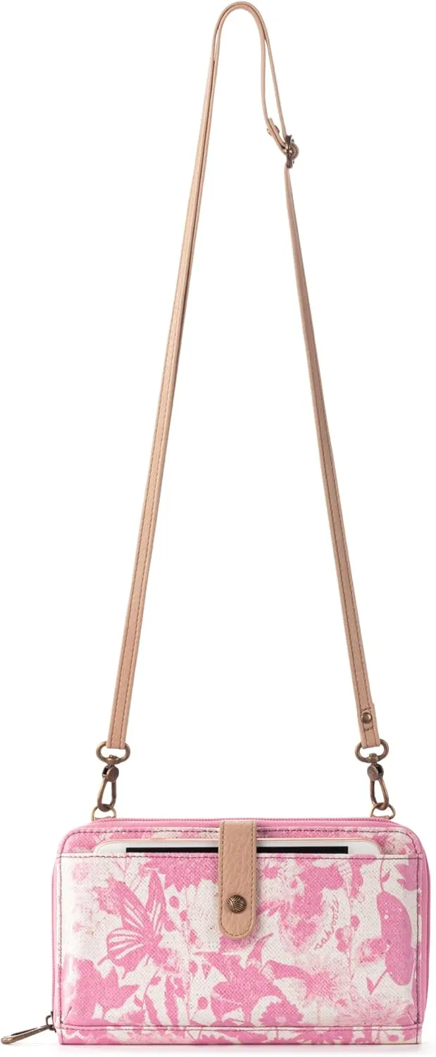 Sakroots Artist Circle Linen Coated Canvas Smartphone Crossbody, Rose in Bloom