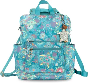 Sakroots Women's Loyola Convertible Backpack, Deep Teal Seascape, 10.75IN x 4.75IN x 15IN
