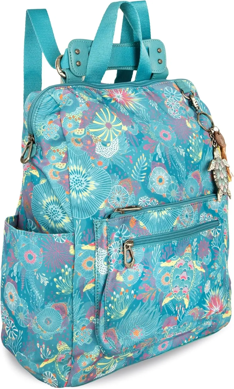 Sakroots Women's Loyola Convertible Backpack, Deep Teal Seascape, 10.75IN x 4.75IN x 15IN