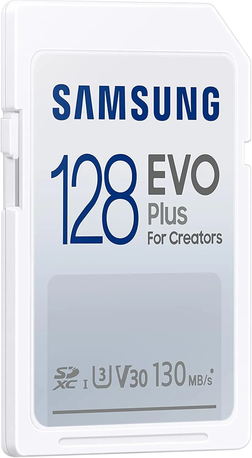 SAMSUNG EVO Plus Full Size 128 GB SDXC Card 130MB/s Full HD & 4K UHD, UHS-I, U3, V30 (MB-SC128K/AM)