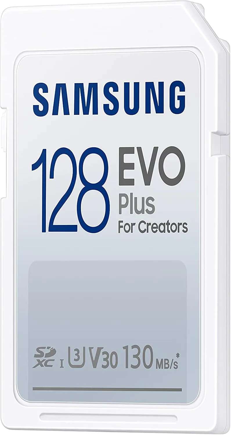 SAMSUNG EVO Plus Full Size 128 GB SDXC Card 130MB/s Full HD & 4K UHD, UHS-I, U3, V30 (MB-SC128K/AM)