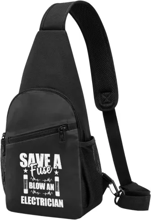 Save Fuse Blow An Electrician Unisex Chest Bag Lightweight Crossbody Shoulder Bag Travel Pocket
