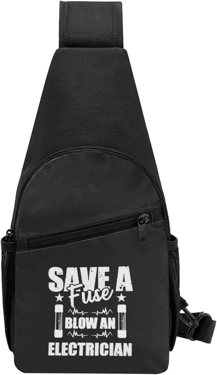 Save Fuse Blow An Electrician Unisex Chest Bag Lightweight Crossbody Shoulder Bag Travel Pocket