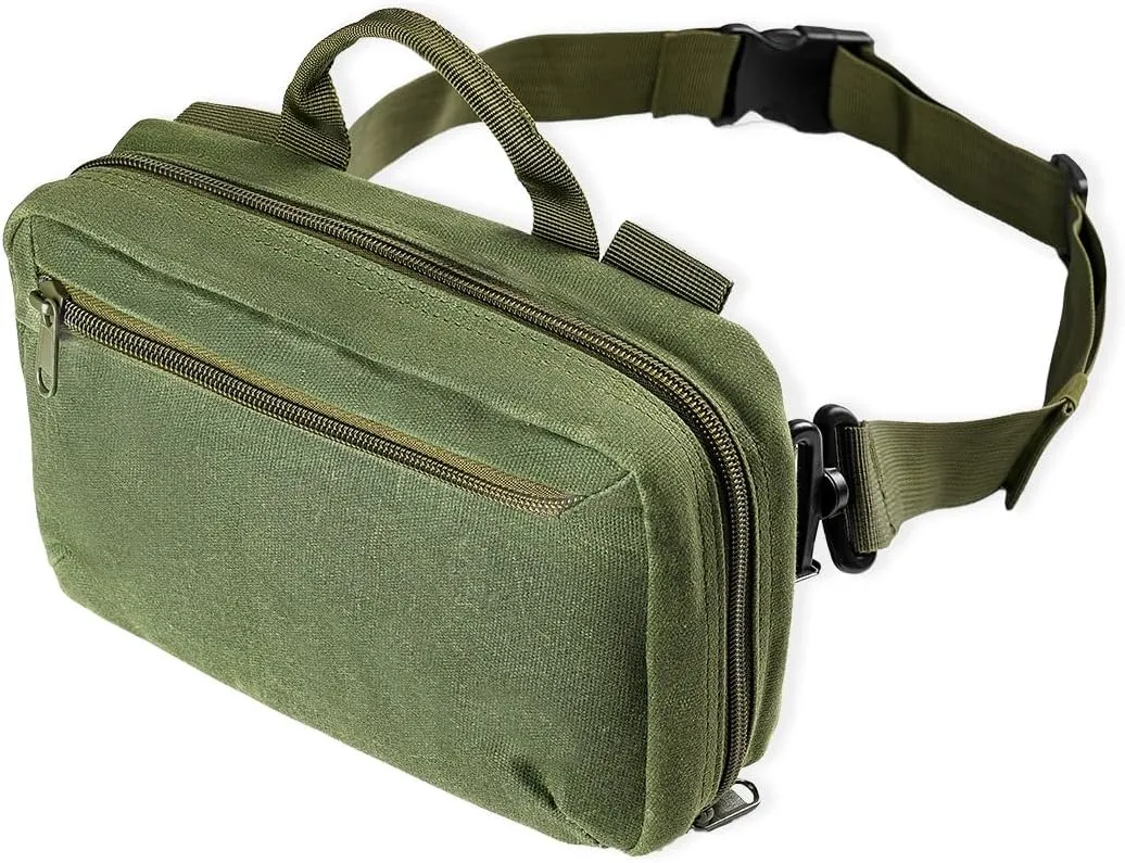 sayram SS1 EDC Sling Bag, Waxed Canvas EDC Sling Backpack, Men's Crossbody Pack Travel Hiking EDC Shoulder Backpack (Waxed canvas-Green)