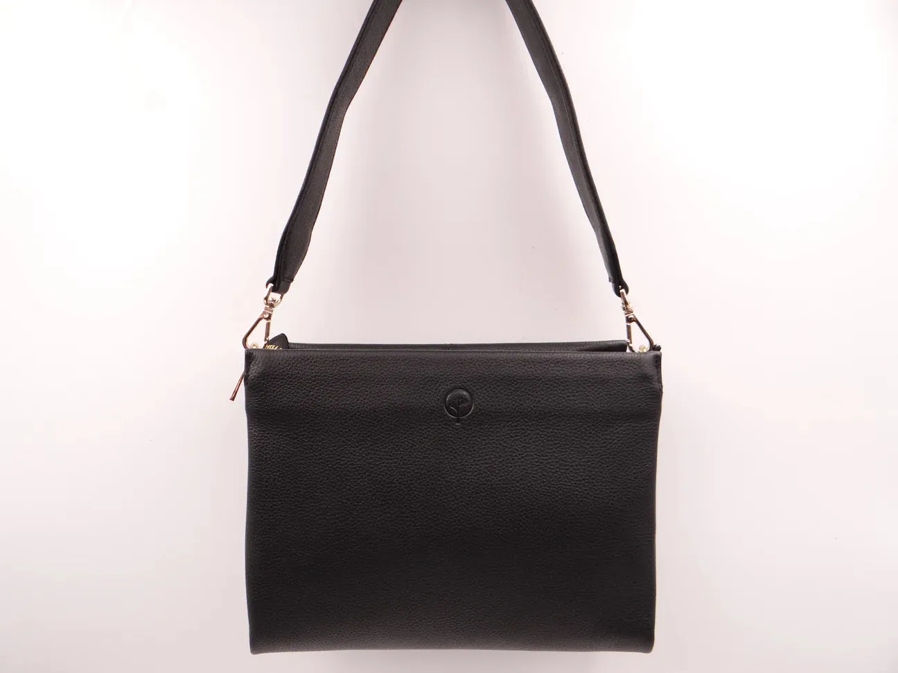 Second Nature Multi Pocket Leather Handbag - Black