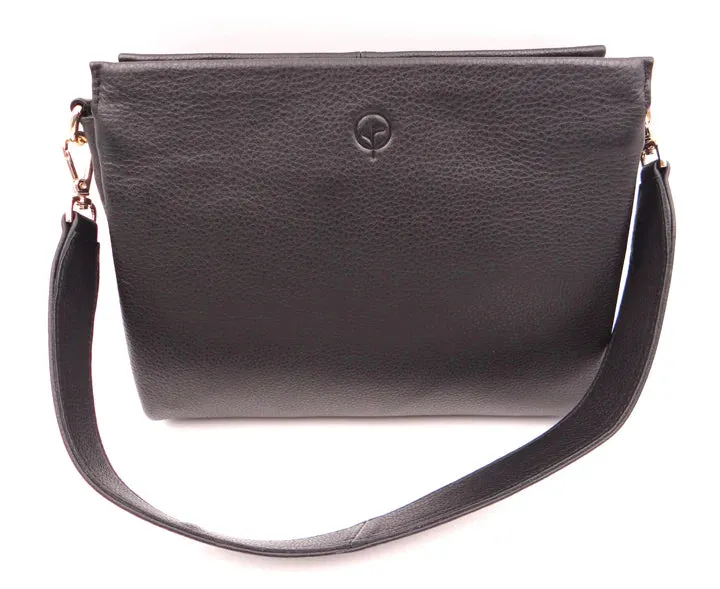 Second Nature Multi Pocket Leather Handbag - Black