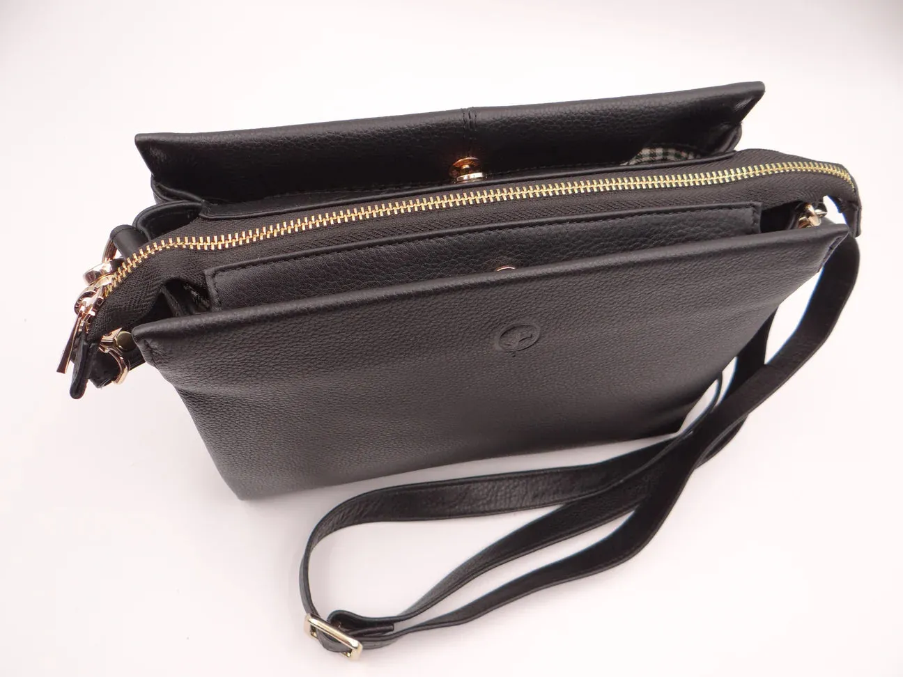 Second Nature Multi Pocket Leather Handbag - Black