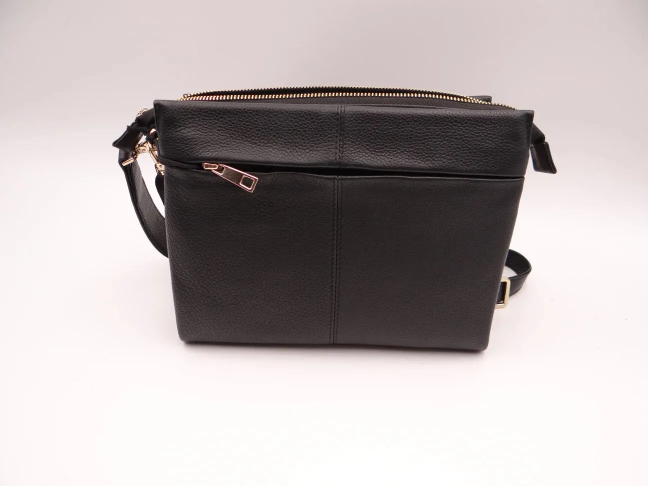 Second Nature Multi Pocket Leather Handbag - Black