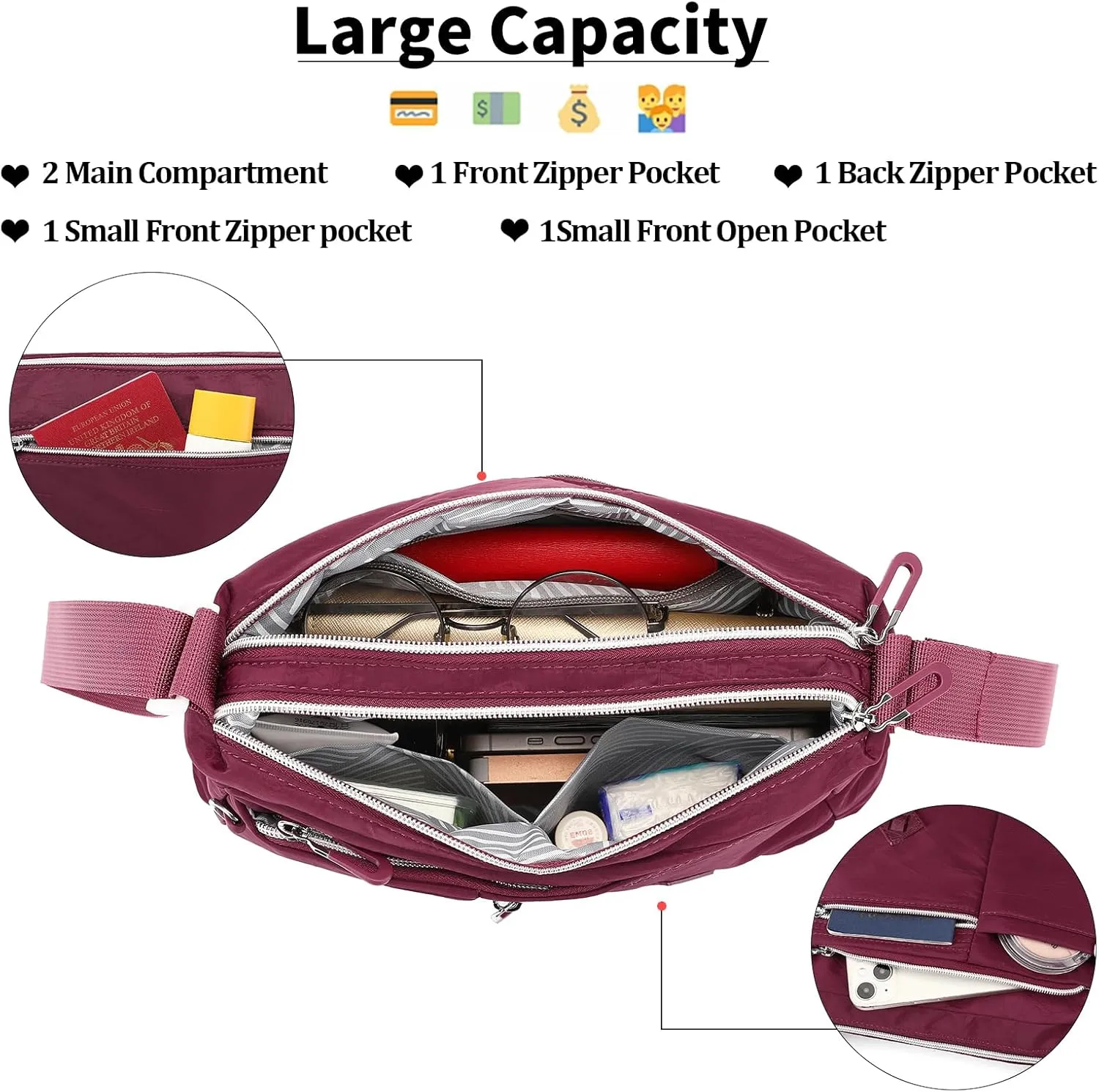 SENDFEN Shoulder Handbag for Women Ladies Crossbody Purse Roomy Multiple Pockets Bag Fashion Women Bags