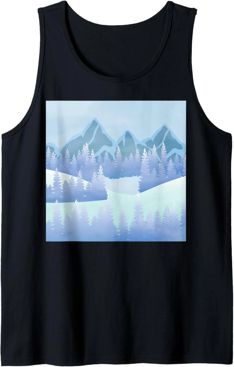 Serene Winter Landscape Illustration With Snowy Mountains Tank Top