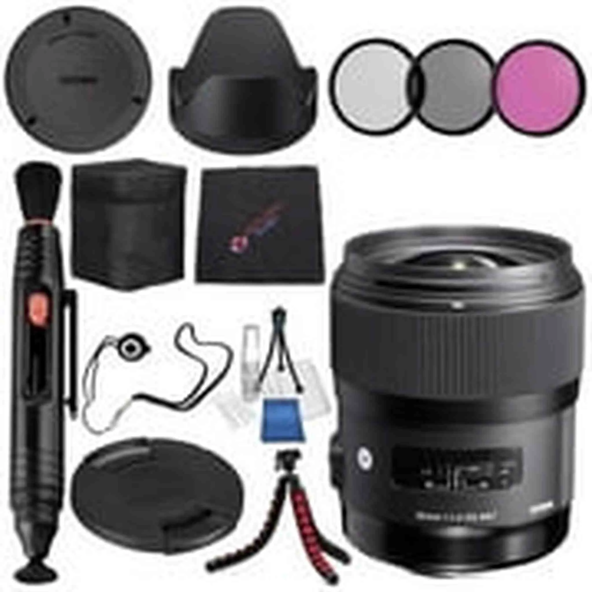 Sigma 35mm f/1.4 DG HSM Art Lens for Nikon DSLR Cameras #340306   67mm 3 Piece Filter Kit   Lens Pen Cleaner   Microfiber Cleaning Cloth Bundle