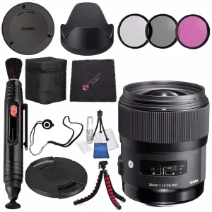 Sigma 35mm f/1.4 DG HSM Art Lens for Nikon DSLR Cameras #340306   67mm 3 Piece Filter Kit   Lens Pen Cleaner   Microfiber Cleaning Cloth Bundle