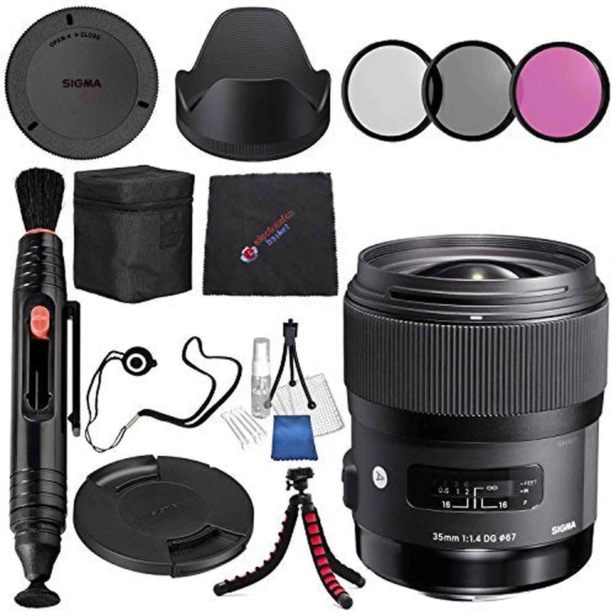 Sigma 35mm f/1.4 DG HSM Art Lens for Nikon DSLR Cameras #340306   67mm 3 Piece Filter Kit   Lens Pen Cleaner   Microfiber Cleaning Cloth Bundle