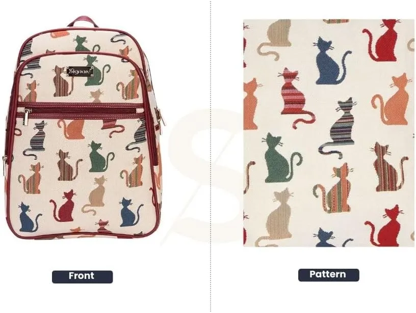 Signare Tapestry Backpack for Women Computer Rucksack Knapsack bookbags for women In Cheeky Cat Design (BKPK-CHEKY)
